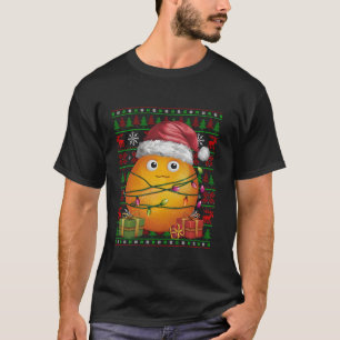 Camiseta Naranja Fruit Xmas enciende feas Santa Hat Naranja