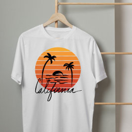 Camiseta Naranja gráfico de verano de California atardecer 