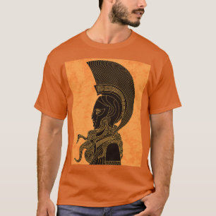 Camiseta naranja griego y dibujo de ánforas negras de athen
