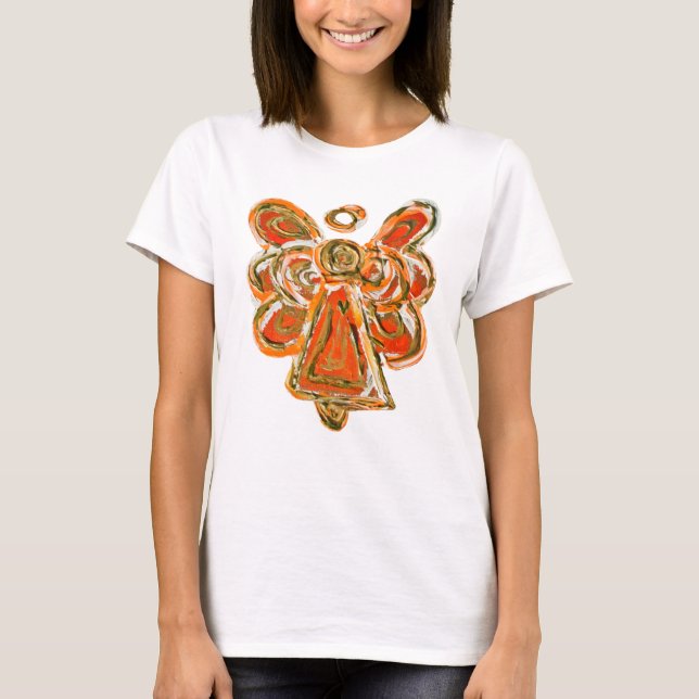 Camiseta Naranja Guardian Angel Personalizado Holiday Art T (Anverso)