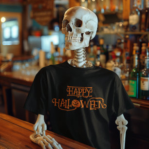 Camiseta Naranja Happy Halloween Bony Typography