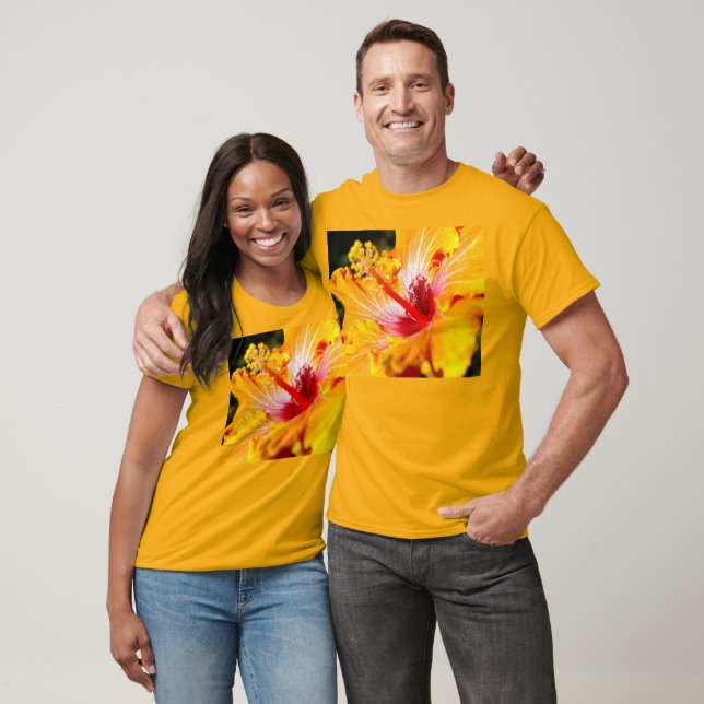 Camiseta Naranja Hibiscus Side View Unisex (Unisexo)