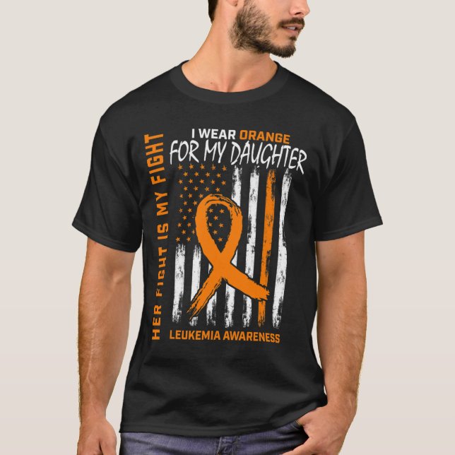 Camiseta Naranja Hija Leucemia Conciencia sobre el cáncer A (Anverso)