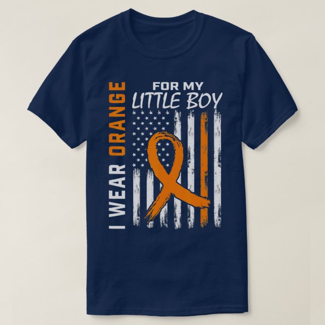 Camiseta Naranja hijo pequeño leucemia Bandera de concienti (Diseño del anverso)