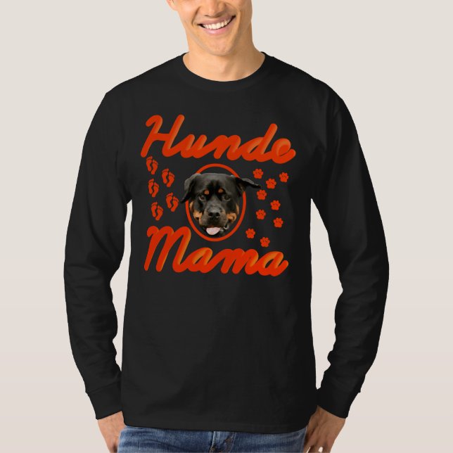 Camiseta Naranja Hundemama Rottweiler (Anverso)