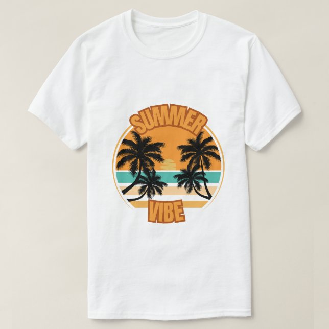 Camiseta Naranja Ilustración de verano (Diseño del anverso)