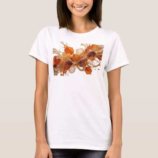Camiseta Naranja Impactante CUBOS NARANJAS Y SALPICADURAS D (Anverso)