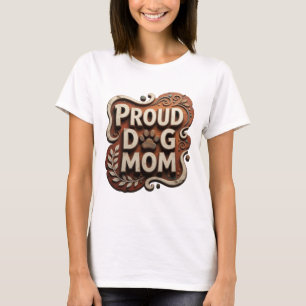 Camiseta Naranja Impactante PROUD DOG MOM Diseño Negrita