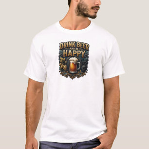 Camiseta Naranja Intenso BEBE CERVEZA Y SÉ FELIZ Arte Weara