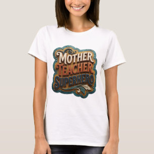 Camiseta Naranja Intenso SUPERHEROE MAESTRA MADRE
