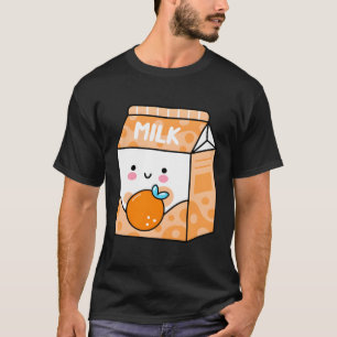 Camiseta Naranja Leche Shake Kawaii Ventilador japonés de a