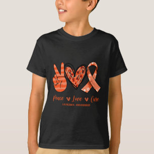 Camiseta Naranja Leopard Peace Love Cure Leukemia Sensibili