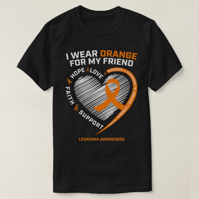Camiseta Naranja Leucemia Awareness Frits Gifts Hombres Muj (Diseño del anverso)