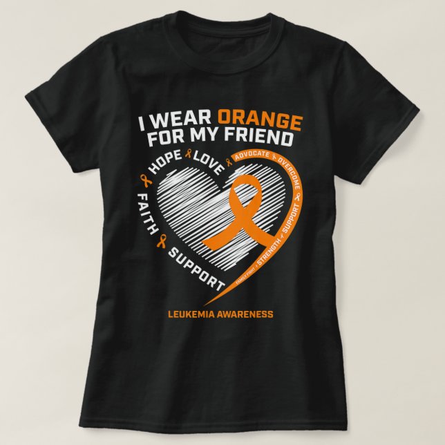 Camiseta Naranja Leucemia Awareness Frits Gifts Hombres Muj (Diseño del anverso)