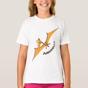 Camiseta Naranja lindo y gracioso personalizado pterodáctil