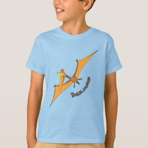 Camiseta Naranja lindo y gracioso personalizado pterodáctil