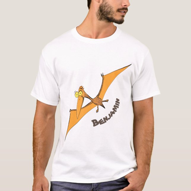 Camiseta Naranja lindo y gracioso personalizado pterodáctil (Anverso)