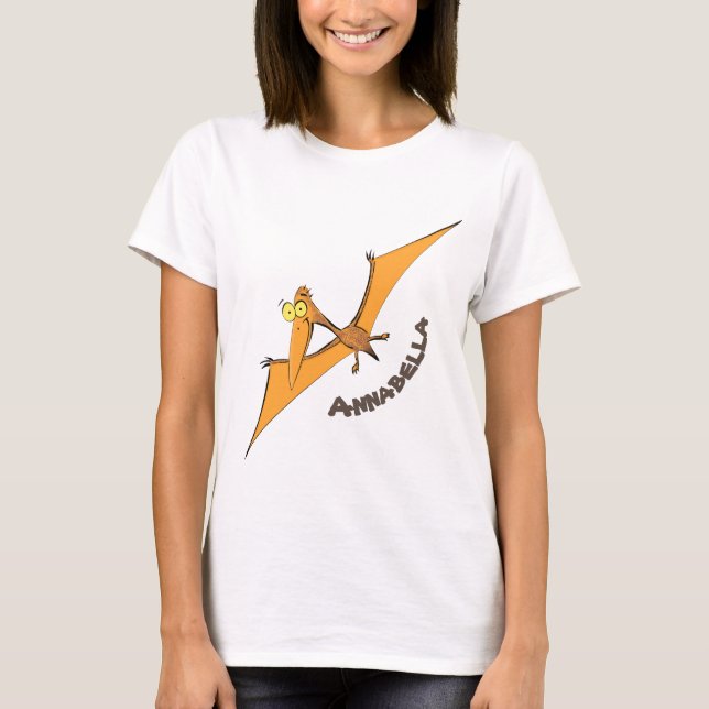 Camiseta Naranja lindo y gracioso personalizado pterodáctil (Anverso)