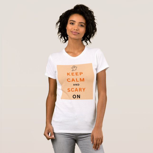 Camiseta Naranja mantener la calma y el miedo en el fantasm (Anverso completo)