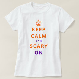 Camiseta Naranja mantener la calma y el miedo en la calabaz
