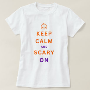 Camiseta Naranja mantener la calma y el miedo en la calabaz