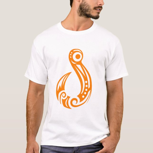 Camiseta Naranja maorí de Matau del anzuelo - idea del (Anverso)