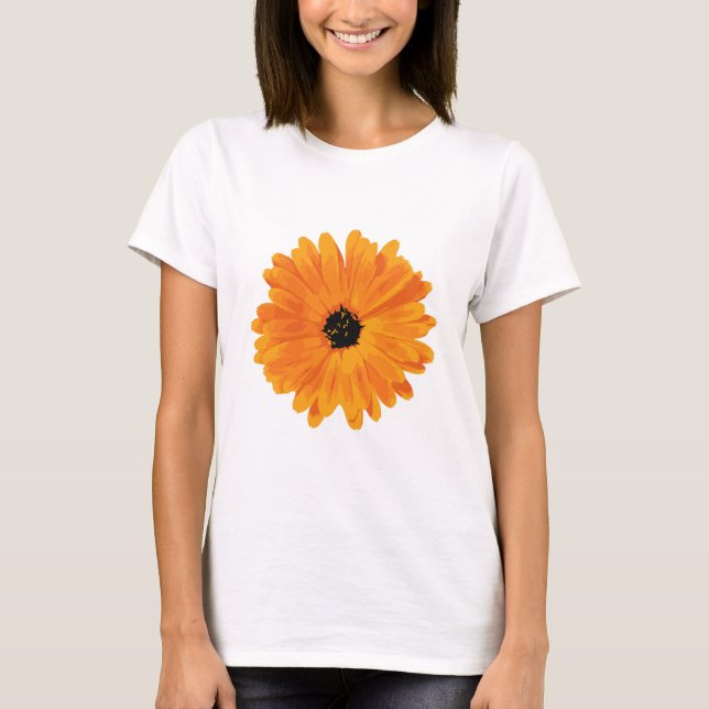 Camiseta Naranja Marigold Flor Gráfica Camiseta. (Anverso)