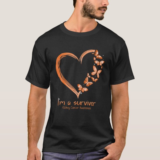 Camiseta Naranja Mariposa Corazón Im Sobreviviente Cáncer D (Anverso)