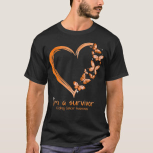 Camiseta Naranja Mariposa Corazón Im Sobreviviente Cáncer D