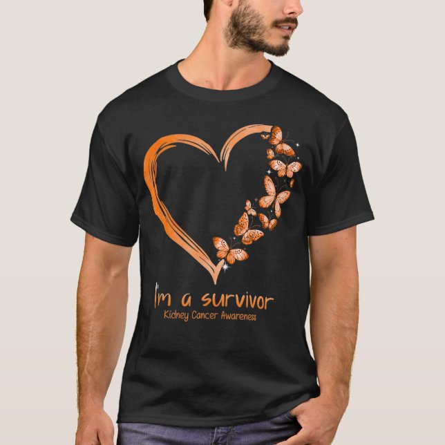 Camiseta Naranja Mariposa Corazón Im Sobreviviente Cáncer D (Anverso)