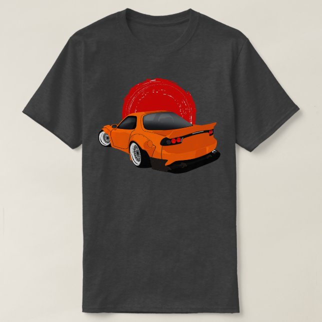 Camiseta Naranja Mazda RX7 Rocket Bunny Back View (Diseño del anverso)