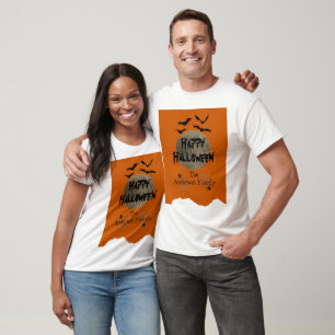 Camiseta Naranja moderno Black Spooky Happy Halloween