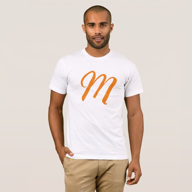 Camiseta Naranja Monograma Nombre propio Texto de reemplazo (Anverso completo)