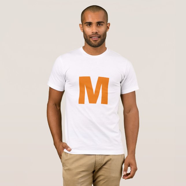 Camiseta Naranja Monograma Nombre propio Texto de reemplazo (Anverso completo)
