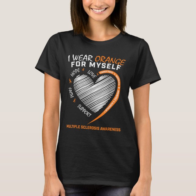 Camiseta Naranja Múltiple Esclerosis Aparatos Mujeres Hombr (Anverso)