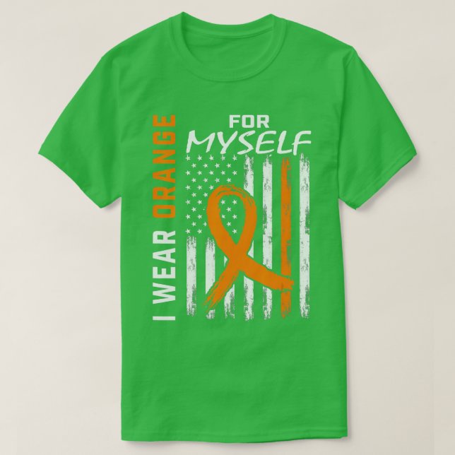 Camiseta Naranja Myself Me Leukemia Awareness Flag Gift (Diseño del anverso)