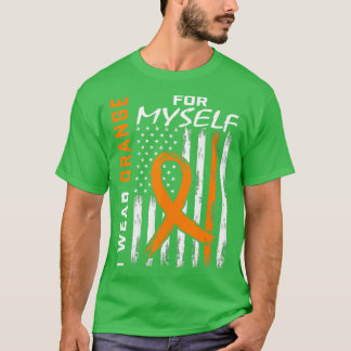 Camiseta Naranja Myself Me Leukemia Awareness Flag Gift