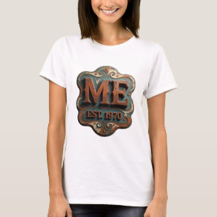 Camiseta Naranja Negrita ME EST 1970 Diseño Moderno