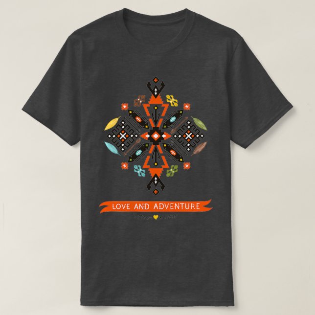 Camiseta Naranja negro de vector decorativo nativo (Diseño del anverso)