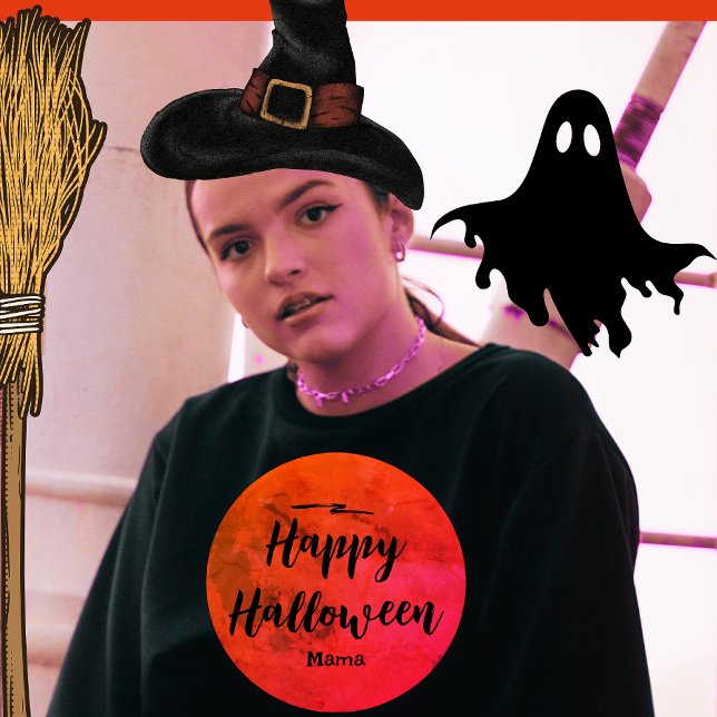 Camiseta Naranja negro Tipografía oscura Luna llena Hallowe (Subido por el creador)