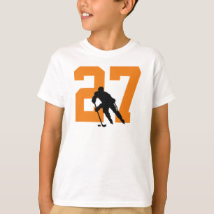 Camiseta Naranja número de jugador de hockey juvenil person