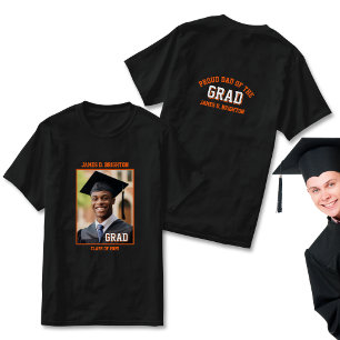 Camiseta Naranja Orgulloso de Graduación de Foto de Papá