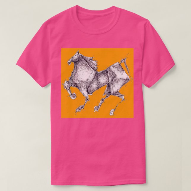 Camiseta Naranja Origami Horse (Diseño del anverso)