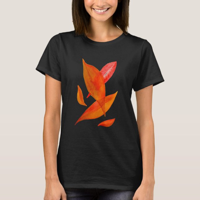 Camiseta Naranja Otoño otoño arte de hoja estacional (Anverso)
