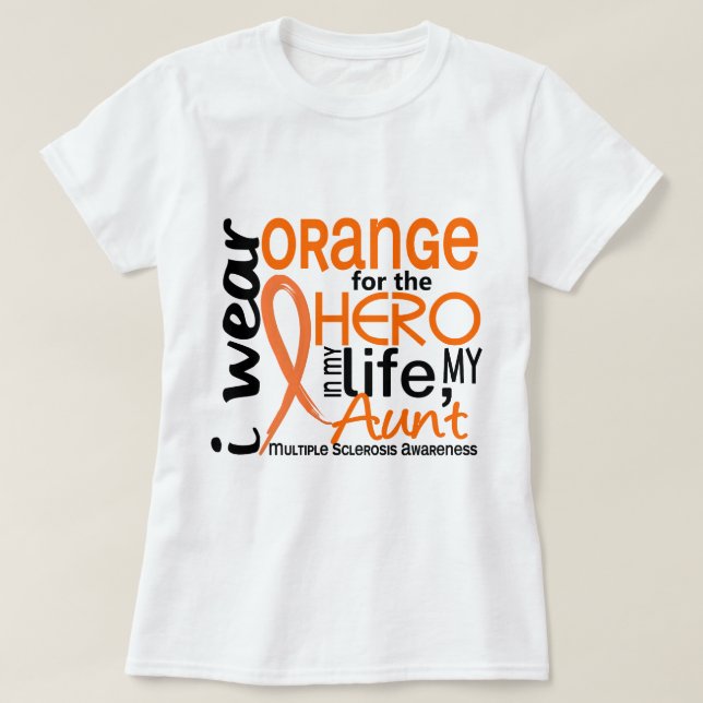 Camiseta Naranja para la esclerosis múltiple de la tía ms (Diseño del anverso)