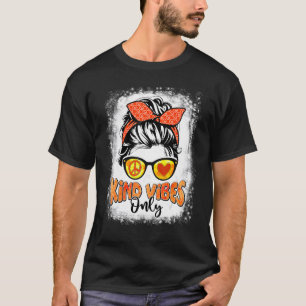 Camiseta Naranja Para Mujeres Messy Bun Kind Vibes Only Uni