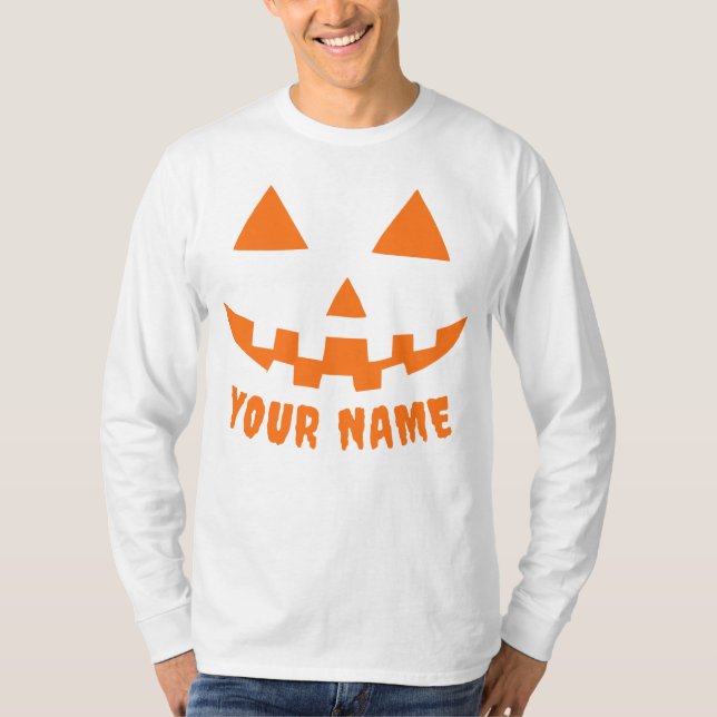 Camiseta Naranja personalizado Calabaza Halloween su nombre (Anverso)