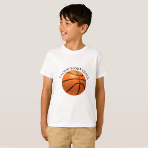 Camiseta naranja personalizado y baloncesto de cuero negro