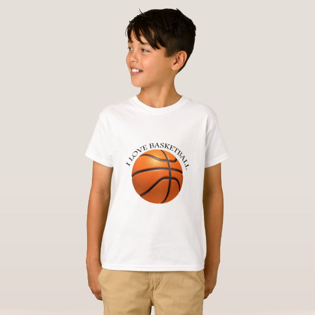 Camiseta naranja personalizado y baloncesto de cuero negro (Anverso completo)