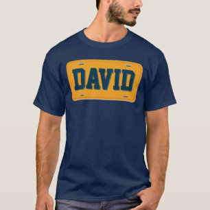 Camiseta Naranja personalizado y placa de licencia azul